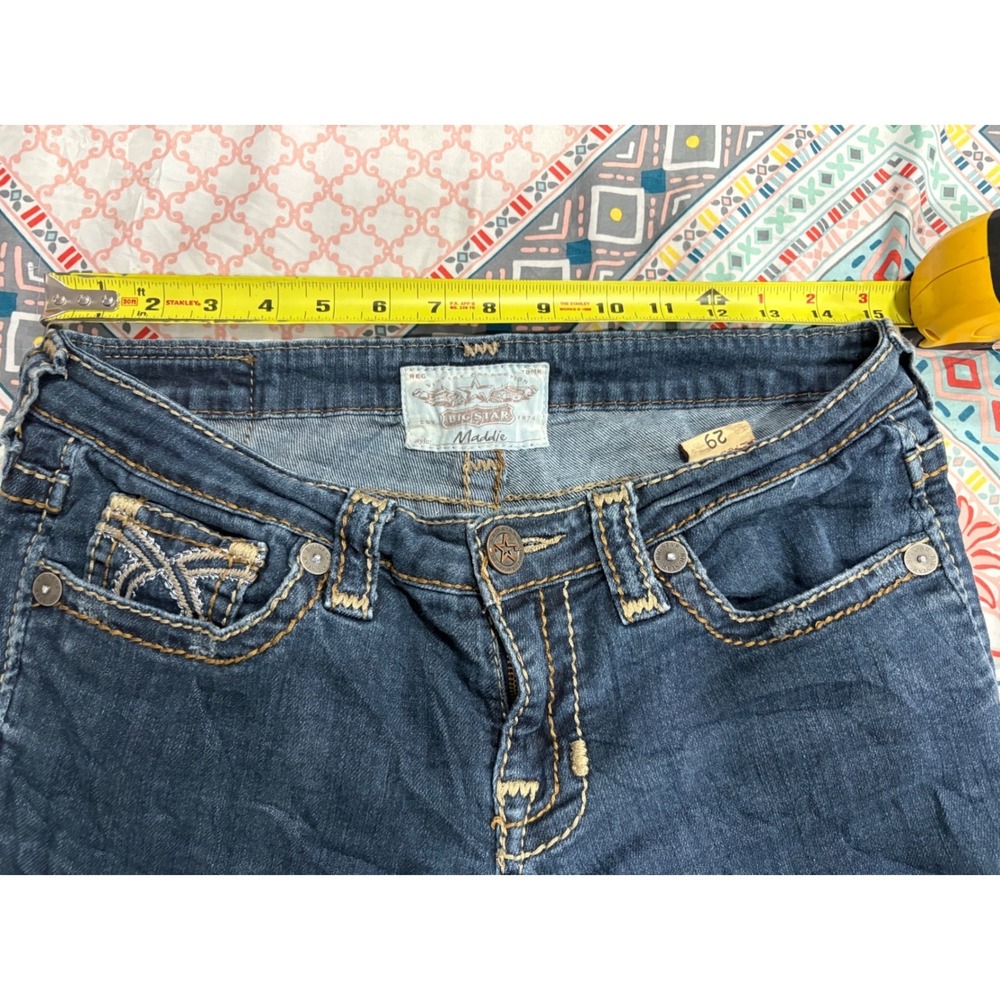 Big Star Maddie Low Rise Bootcut Jeans Dark Wash Contrast Stitch Size 29 - Picture 10 of 14
